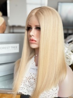 Perruque Naturelle SHY Kosher Blonde en Cheveux Humains Qualité Salon de Coiffure Supérieure Coiffage Facile Bonnet Médical Coupe Dégradée Marque Privée