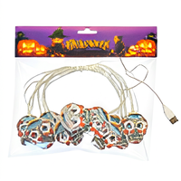 Guirlandes lumineuses en plastique pour Halloween, accessoires yeux de crâne, décorations citrouille effrayantes, éclairage d'ambiance pour la fête des fantômes