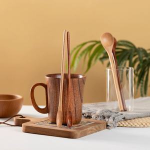 Mini cuchara <span class=keywords><strong>de</strong></span> madera <span class=keywords><strong>de</strong></span> mango largo <span class=keywords><strong>de</strong></span> viaje moderna al por mayor, cucharillas <span class=keywords><strong>de</strong></span> café y miel, vajilla para revolver - Product Image 2