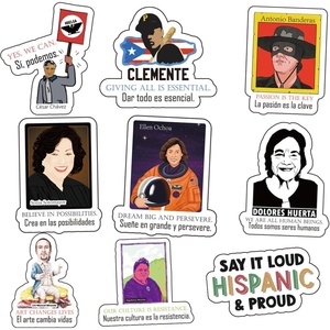 Pegatinas Bilingües del Mes de la Herencia Hispánica con Frases en Español e Inglés para Estudiantes, Diarios y Aulas - Product Image 1