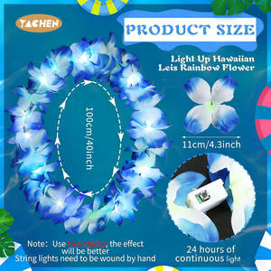 Yachen LED éclairer Hawaii fleur Leis guirlande adulte enfants Hula Luau lueur couronne collier fête d'anniversaire décoration de mariage - Product Image 2