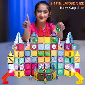 Azulejos de plástico magnéticos 3D de gran tamaño, juego de STEM, juguete de construcción para niños que fomenta el trabajo en equipo y la conciencia espacial - Product Image 3