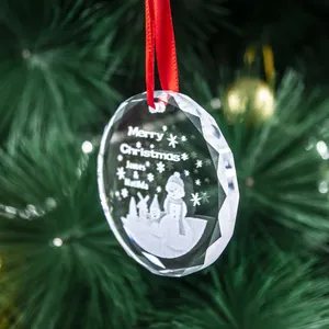 Ornements en verre de cristal vierge k9, pendentif de décoration d'arbre de noël en cristal personnalisé