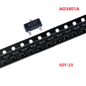 ทรานซิสเตอร์ MOSFET แบบ P-channel SMD 4.2A/30V รุ่น AO3401A AO3401 3401 A19T SOT-23 - Product Image 2