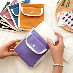 Bolsa de Almacenamiento para Toallas Sanitarias de Lona para <span class=keywords><strong>Mujer</strong></span>, Bolsa Portátil de Bolsillo para Toallas Sanitarias, Diseño de Dibujos Animados - Product Image 1