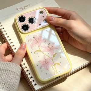 Coque de téléphone portable Senyork en verre brillant avec motif floral de lys pour iPhone 13 14 15 16 17 Pro Max, protection anti-rayures, coque arrière - Product Image 2