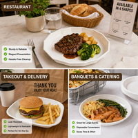 Assiette en plastique jetable ronde de 8 pouces Hengyuan, résistante à la chaleur, pour micro-ondes, steak, camping, fêtes, mariages