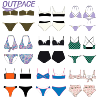 Maillot de bain bikini brésilien deux pièces taille haute personnalisé pour femme avec logo frontal et motif cachemire, style de logo personnalisable