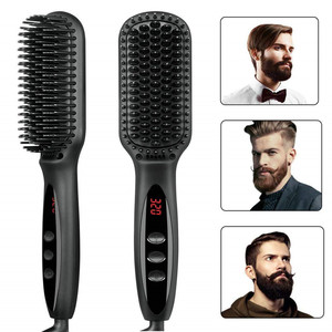 Brosse lissante chauffante électrique multifonctionnelle, lisseur de cheveux et boucleur de barbe en céramique - Product Image 4