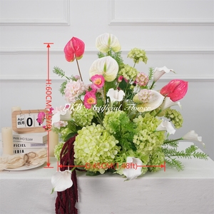 DKB Artificial <b>Silk</b> <b>Flower</b> Ball Wedding Decoration Artificial Hydrangea White Green <b>Flower</b> Ball for Wedding Aisle Table Decor - Product Image 2