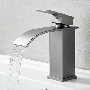 ก๊อกน้ำผสมร้อนเย็นสำหรับโรงแรมแบบขายส่ง ก๊อกน้ำห้องน้ำแบบโมเดิร์น ชุบสแตนเลส ก๊อกน้ำแบบน้ำตกสำหรับอ่างล้างหน้า - Product Image 1