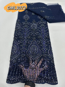 Luxe blauwe pailletten kant stof hoge kwaliteit 5 yards voor dames avondjurk en cocktailkleding - Product Image 1