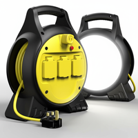 Enrouleur de câble d'extension ZNPON 3 prises BS, robuste, pour camping, avec ports USB A/C, indice IP44, prise CEE avec RCCB
