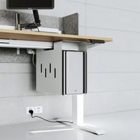 Bureau réglable en hauteur à trois niveaux avec support pour tour d'ordinateur suspendu, disponible en plusieurs couleurs, adapté aux bureaux.