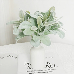 Verde artificiale a stelo singolo finto flocco <span class=keywords><strong>orecchio</strong></span> <span class=keywords><strong>di</strong></span> <span class=keywords><strong>agnello</strong></span> foglie <span class=keywords><strong>orecchio</strong></span> <span class=keywords><strong>di</strong></span> coniglio steli per la casa da salotto con cornice floreale da tavolo - Product Image 4