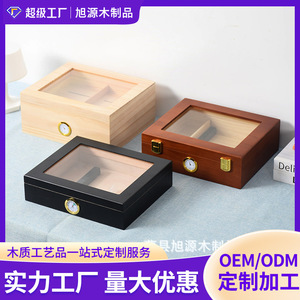 Caja de madera para puros con humidificador, rectangular, moderna, a prueba de humedad, para almacenamiento de puros - Product Image 5