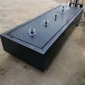 Pulver beschichteter rechteckiger Wasser tisch aus schwarzem Garten metall mit LED-Leuchten - Product Image 3