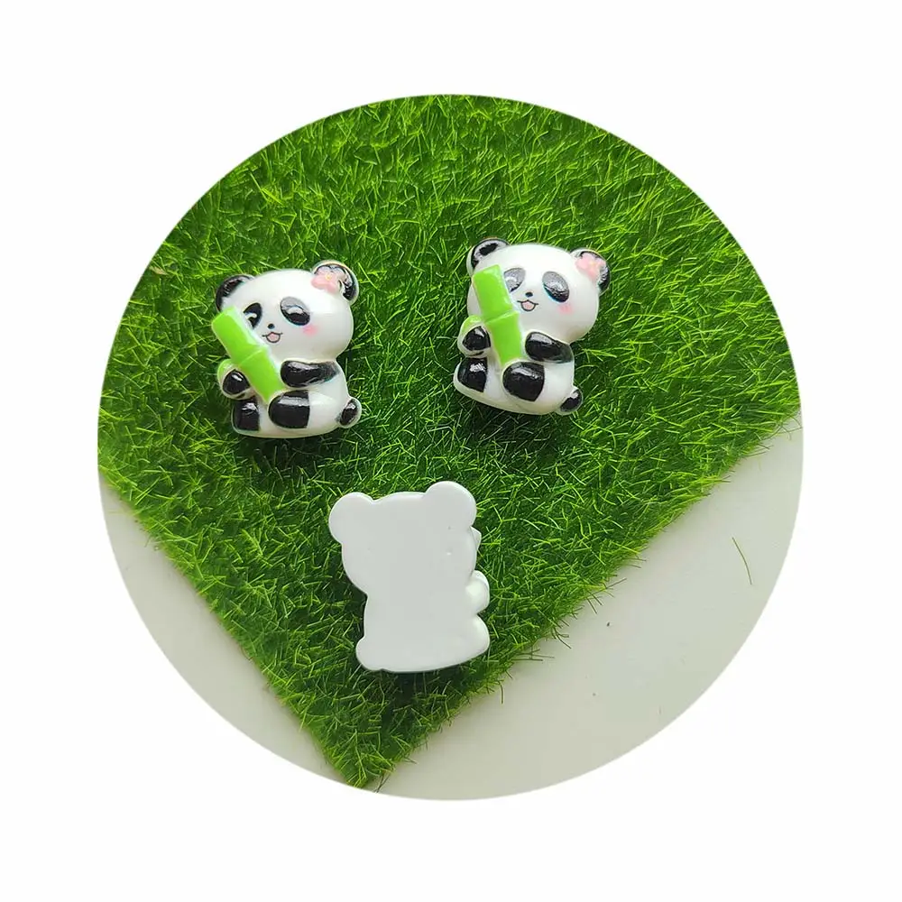 100 Uds nuevo lindo resina Mini Panda bambú Flatback ornamento manualidades DIY hecho a mano teléfono lazos para el cabello accesorios de decoración