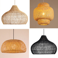 Décoration Intérieur Éclairage Moderne Ajouter Atmosphère Tissé à la Main Rotin Bambou Rotin Blanc Lampe Suspendue Rotin Abat-jour