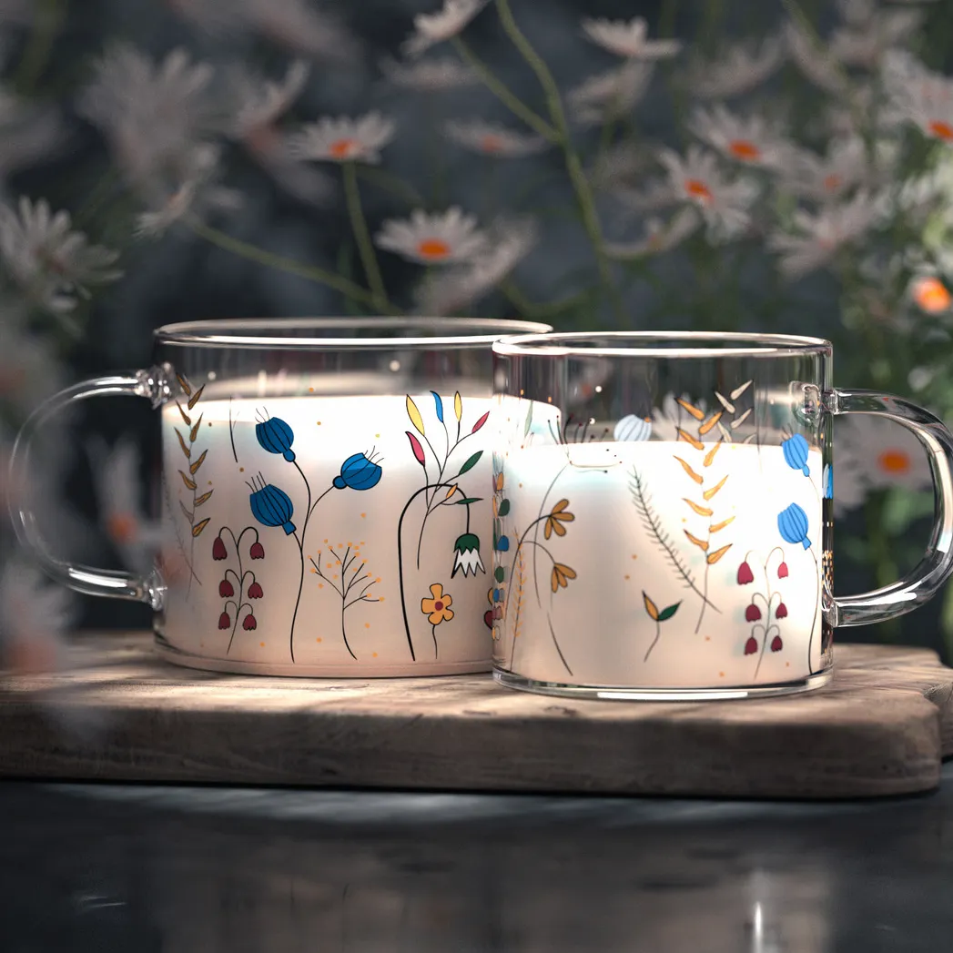 Tazze moderne di lusso nordico alto boro silicone chiaro Set regalo acqua Tea Cafe carino casa casa latte tazza di vetro tazze di vetro