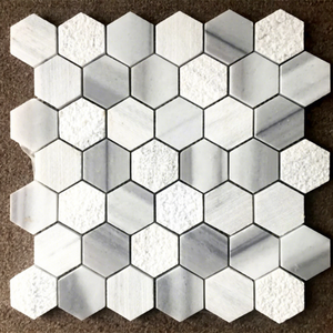 <span class=keywords><strong>Carrelage</strong></span> de sol antidérapant en marbre <span class=keywords><strong>gris</strong></span> et blanc <span class=keywords><strong>hexagonal</strong></span>, design unique, finition spéciale pour la décoration murale intérieure, épaisseur 10 mm - Product Image 1