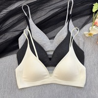 Französischer Triangel-BH mit tiefem V-Ausschnitt, mädchenhafte Unterwäsche ohne Bügel, geeignet für Frauen mit kleinen Brüsten und dünner Unterwäsche.