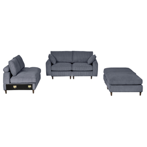 Graues Cord übergroßes modulares Sofa in U-L Form mit L-Erweiterung, geeignet für verschiedene Szenarien - Product Image 4