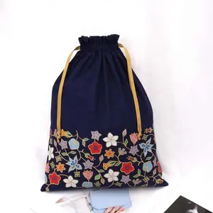 Recyclable Hot Stamping Eco-Friendly Cotton Linen Dust Bag For Handbag Customized Drawstring Muslin Clothes Shoe Pouch