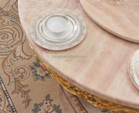 Hot Sales European Round Massivholz Marmor Esstisch und Stühle Set High-End Villa 6 8 10-Sitzer Esstisch mit Plattenspieler