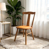 Chaise de salle à manger en bois massif, chaise caramel de style français, chaise de salle à manger de style antique avec dossier et coussin d'assise pour usage domestique