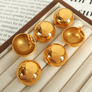 Gold Ball <b>Stud</b> <b>Earrings</b> Zinc Alloy Geometric Design EH629 For Women - Product Image 1