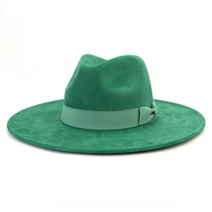 30 colori in magazzino veloce nave alla <span class=keywords><strong>moda</strong></span> cappelli Fedora per le donne in pelle scamosciata tessuto con fiocco - Product Image 3