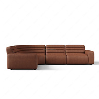 Canapé modulaire en cuir pleine fleur de luxe moderne FERLY, inclinable électriquement, en forme de L, avec appuie-tête électrique, pour villa