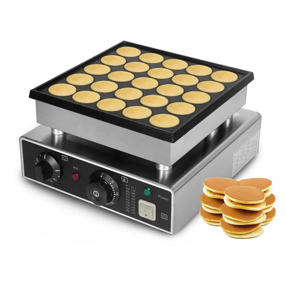 Máquina comercial de 25 furos para fazer panquecas, mini máquina de panquecas waffle poffertjes grelha