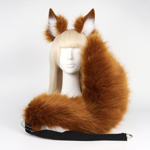 Simulación de orejas de animales de <span class=keywords><strong>peluche</strong></span> con lazo de <span class=keywords><strong>pelo</strong></span> de oreja de zorro y cola de zorro Anal pero juego de enchufe Fabricante Bdsm Bondage Set Training - Product Image 1