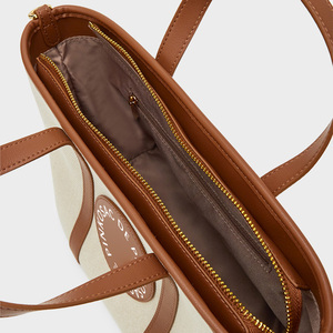 Biểu Tượng Tùy Chỉnh Chất Lượng Cao <span class=keywords><strong>Canvas</strong></span> <span class=keywords><strong>Tote</strong></span> Túi Phụ Nữ Vai Túi Mua Sắm Với Dây Kéo - Product Image 6