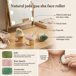 <span class=keywords><strong>Rodillo</strong></span> <span class=keywords><strong>de</strong></span> Masaje Facial <span class=keywords><strong>de</strong></span> Jade Natural y <span class=keywords><strong>Cuarzo</strong></span> Rosa, y Set <span class=keywords><strong>de</strong></span> Gua Sha <span class=keywords><strong>para</strong></span> Reafirmar <span class=keywords><strong>la</strong></span> Piel y Relajar los Músculos - Product Image 6