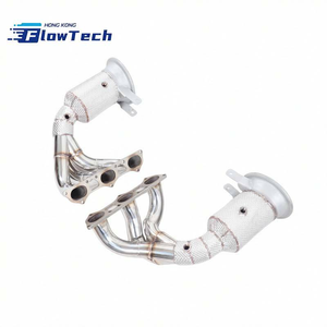 Colector de escape de alta gama FlowTech SS304 de acero inoxidable con escudo térmico para Porsche 911 992 GT3 4.0 - Product Image 2
