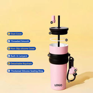Nouvelle tasse portable en acier inoxydable à double paroi de 750 ml avec poignée et paille, idéale pour les voyages en voiture, parfaite comme cadeau - Product Image 4