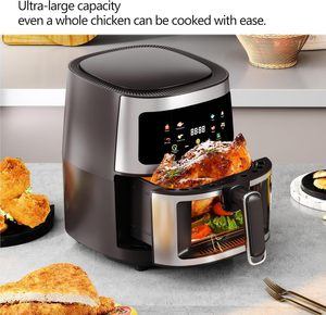 Friteuse à air numérique intégrée 5-8L carrée, en acier inoxydable, avec écran LCD, pour hôtels et foyers, économe en énergie, sans huile - Product Image 2