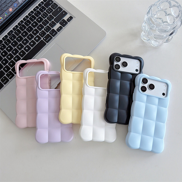 Pure Color Cute 3D Cloud Puffer Soft TPU Mobile Phone Case for iPhone 18 Pro Max 18 Pro 17 16 15 14 13