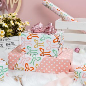 Burymento Bow Wrapping <b>Paper</b> <b>Roll</b> 17in x 32.8ft Reversible Gift <b>Wrap</b> for Birthday Valentine Mothers Day Graduation - Product Image 3
