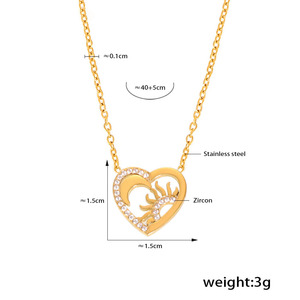 Conjunto de Joias em Aço Inoxidável por Atacado, Colar e Pulseira com Coração de Sol e Lua, Presente Elegante de Joias Douradas para Esposa - Product Image 6