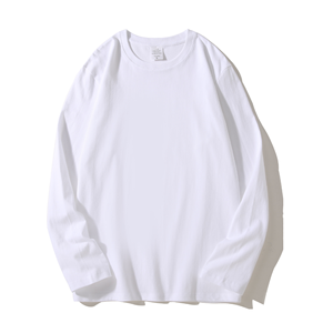 Moda e maglione di cotone pesante di alta qualità bianco oversize Casual a maniche lunghe intorno al collo felpa da uomo <span class=keywords><strong>t</strong></span>-<span class=keywords><strong>shirt</strong></span> - Product Image 1