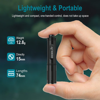 BORUiT RJ11 Lampe torche de poche ultra-légère, étanche IP67, rechargeable, 120LM LED, longue durée, petite, mini, EDC