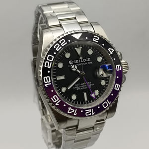 Montres de plongée automatiques mécaniques de luxe super lumineuses de marque NH34 pour hommes en acier inoxydable GMT, étanches à 20 ATM - Product Image 6