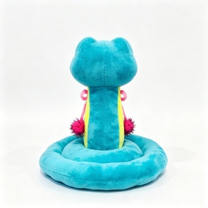 Peluche serpent turquoise personnalisée, adorable peluche serpent aux grands yeux, reptile turquoise et jaune, animal en peluche serpent coloré enroulé - Product Image 6