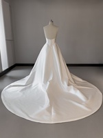 Robe de mariée Mily Bridal MQD06634 en satin, taille basque, bretelles spaghetti, sans manches, grande taille