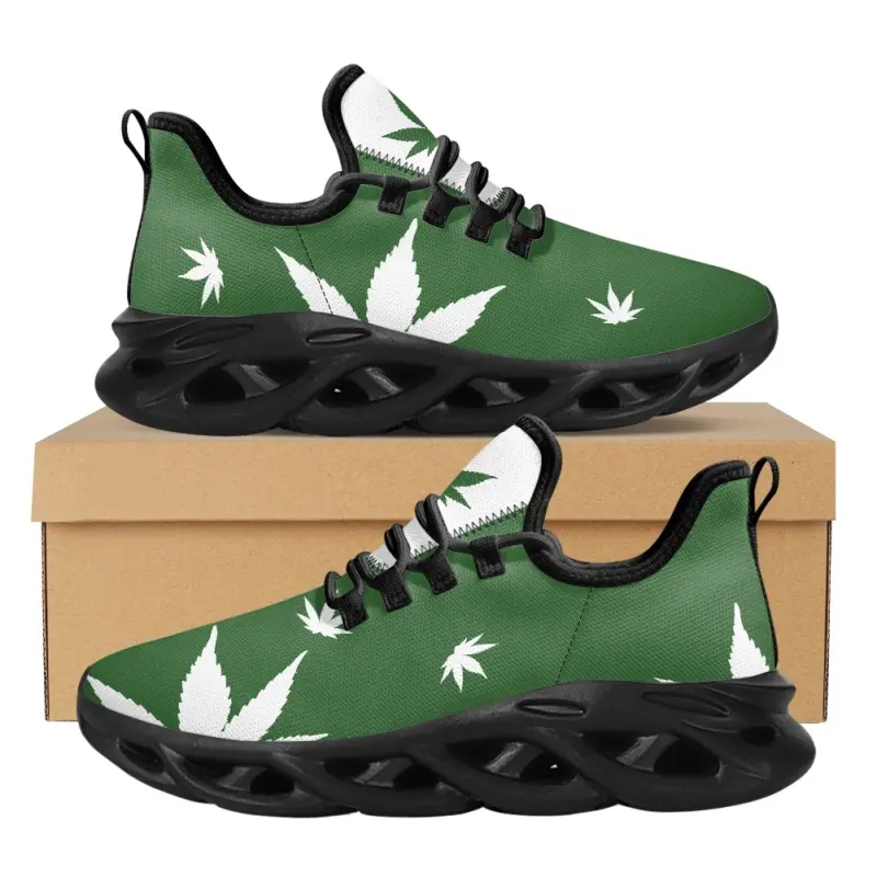 Mindest bestellmenge Hochwertige Sportschuhe mit hoher Beliebtheit Print Green Leaf Athletic Sneaker Print On Demand Schuhe