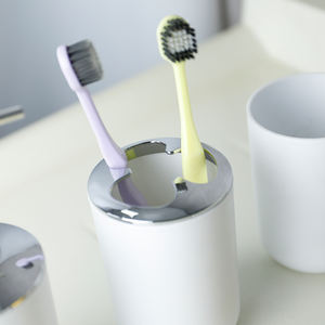 Juego de baño de plástico de 4 piezas para el hogar, dispensador de jabón de Color opcional y soporte para cepillo de dientes, incluye jabonera - Product Image 4